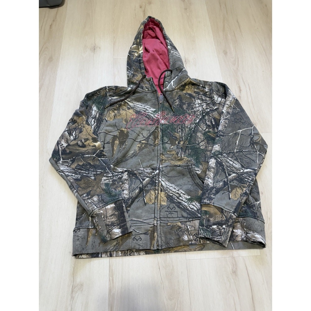 Carhartt Realtree Camo Hoodie Womens Small Pink Full Zip Hunting Fall Sweatshirt